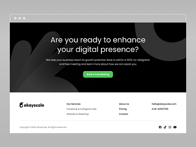 OkayScale CTA Banner & Footer Redesign animation footer ui