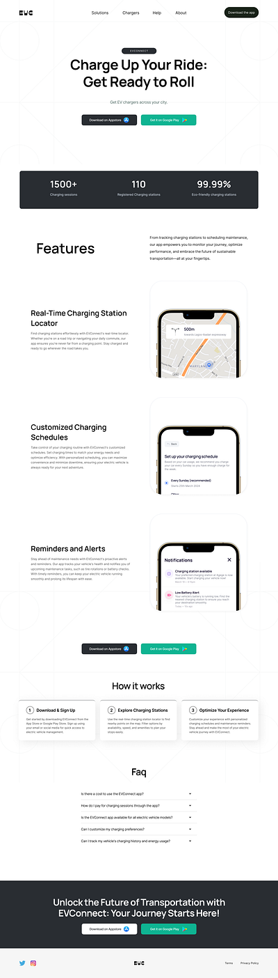 EvConnect Landing page ev figma landingpage ui user interface website