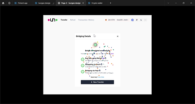 Design Exploration: Bungee Transaction completed page animation confetti animation crypto crypto bridge motion graphics product design ui user interface web 3