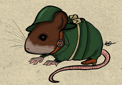 WW1 Mouse character illustration procreate