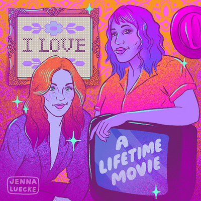 I Love a Lifetime Movie celebrity digital illustration fan art portrait purple rainbow y2k