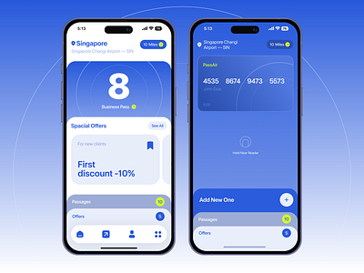Business Pass airport app book booking cards clean fly minimal rounded tickets ui wireframe