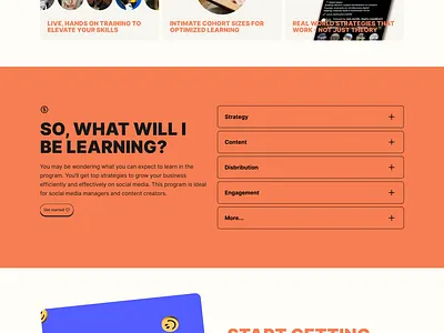 Landing page for social media university 3d branding graphic design logo ui webdesign webflow