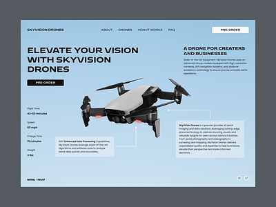 SkyVision Drones - Website Design blue ui design blue web design drone website design modern website design ui designer uxui web design website