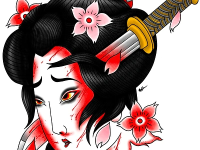 Namakubi geisha namakubi procreate tattoo traditional japanese