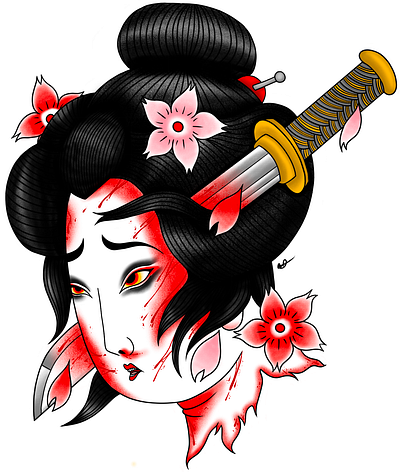 Namakubi geisha namakubi procreate tattoo traditional japanese
