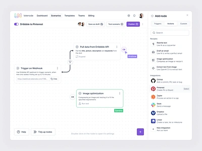 Remake of Latenode scenario editor apps automatization board canvas connect integrations latenode miro node node editor tree editor zapier