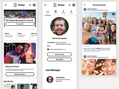 Three Retail Employee Engagement App mobile retail technology telecoms ui ux