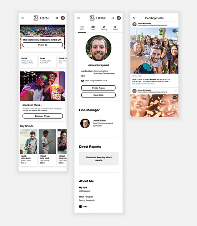 Three Retail Employee Engagement App mobile retail technology telecoms ui ux
