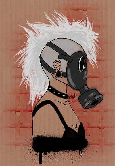 Gas Mask Punk character design illustration procreate