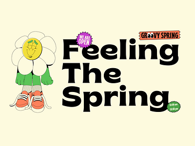 Groovy Spring 🎧 adobe illustrator animation branding cartoon character character animation design graphic design illustration mascot motion motion graphics poster vector