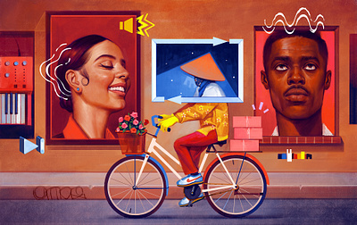 Bike Lady illustration