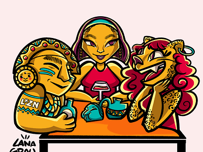 MEET & GREET | ILLUSTRATION andina andino characterdesign cheeta girlsnight god illsutration meetandgreet precolombino sun