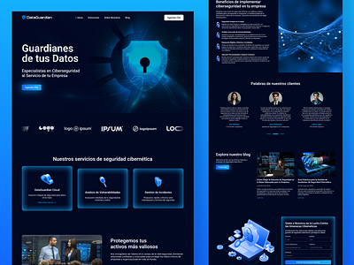 DataGuardian: Cybersecurity Website Design blue cybersecurity dark mode diseño web graphic design hero section landing page ui ui ux web design website website design