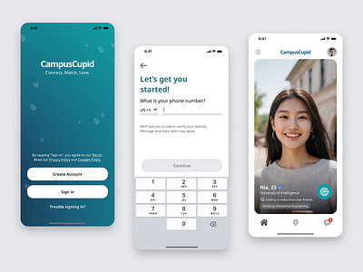 College Dating App - Concept Mobile UI clean design minimal mobile app mobile design modern practice ui uiux ux