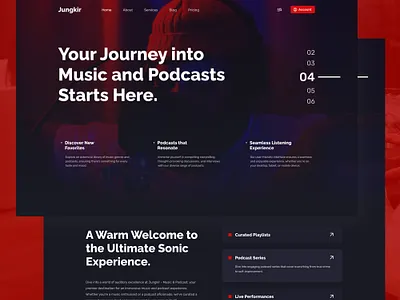 Jungkir - Music & Podcast Landing Page landing page ux ui website