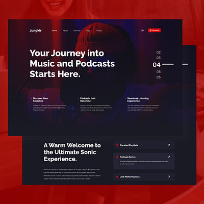 Jungkir - Music & Podcast Landing Page landing page ux ui website