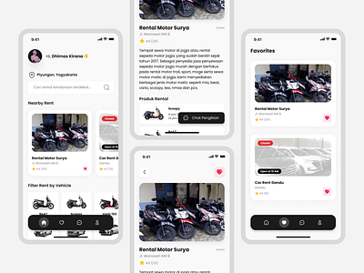 Rent Vehicles App app car design motorcycle rent ui