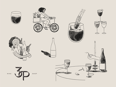 3 Parks Wine brand design branding design illustration ink