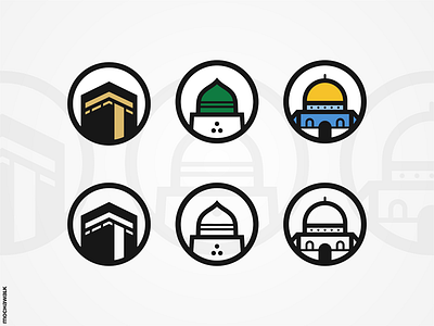 The 3 Holy Mosques Icon graphic design holy mosque icon islam islamic jerusalem landscape madinah masjid masjid al aqsa masjid al haram masjid al nabawi mecca mosque muslim religion spiritual symbol