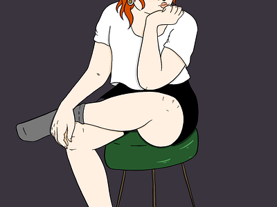 A girl sitting character design illustration procreate
