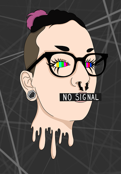 No Signal illustration portrait procreate self portrait