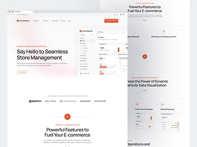 EcomMetrics Landing Page bento business card e commerce ecommerce feature section hero landing page saas web app web design website