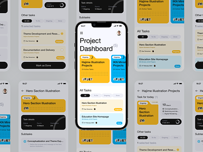 Projectify - Project Management Mobile App app card clean design management mobile mobile app project project management app task task management time tracking ui uiux ux work list workflow