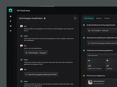Frank - AI Dashboard for HR Management ai ai dashboard ai website artificial intelligence chatbot company company dashboard dark theme dashboard hr hr dashboard hr management human resource linear product design ui ui design uiux web design website