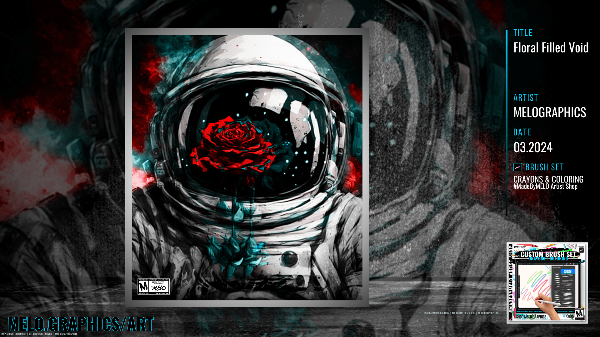 Floral Filled Void | #MadeByMELO #ProcreateArt art astronaut custom brushes design digital art graphic design illustration madebymelo procreate procreate art rgb visual art