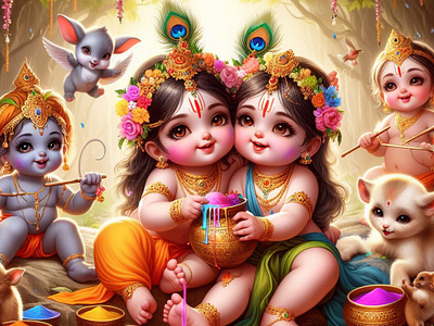 Radha Krishna Ai Holi festive image aigenerated festivepost holipost radhakrishna