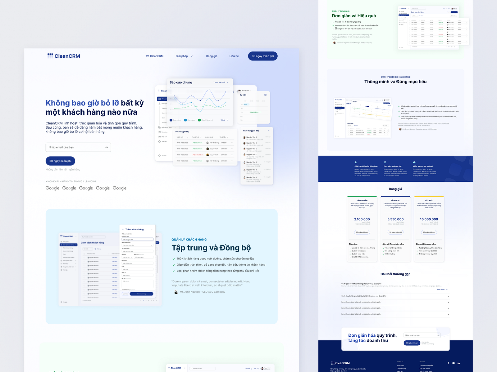 Website Landing page CleanCRM - CRM platform for business by Ngan Ly on ...