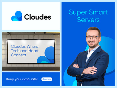 Cloudes Logo and Branding Design brand identity design cloud logo branding data server logo design modern logo visual design
