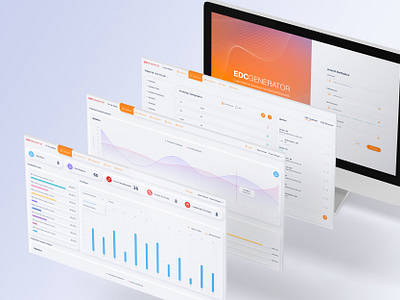 EDC Generator-UI/UX Design bar plot clean design clinic data integration data management dtat analysis edc embed design graphs login page medical medical software minimalist modern nedical tool orange plots realistic science uiux