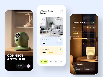 Smart Home App app design controller app digital home digital product home automation home monitoring mobile app mobile app design modern house monitoring remote control security app smart app smart devices smart home app smart house tech app ui ux user interface web3