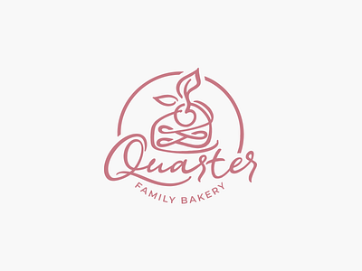 Quarter bakery berry cake calligraphy candy lettering logo logotype