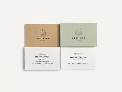 Southern Vale Business Cards branding brown business cards cards design graphic design green identity logo logo design southern vale southern vale homes