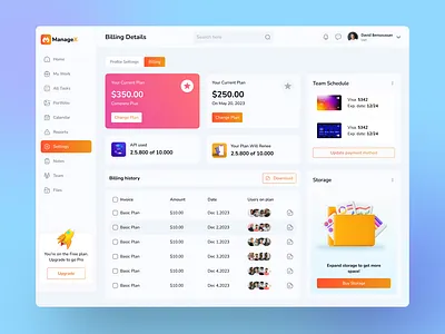 ManageX - Billing Details Page billing dashboard design management managex minimal realistic ui service setting template ui ui component uiux user experience user interface userfriendly ux webapp webdesign