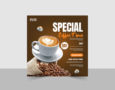 Coffee Food Shop Social Media Post Ad Banner Design coffee food