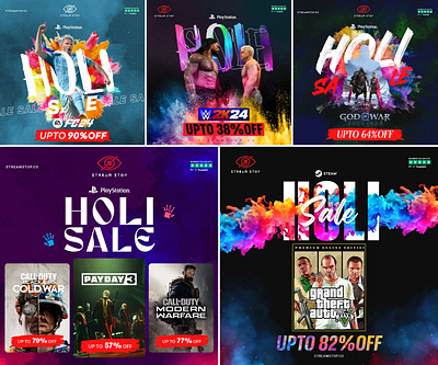 HOLI CAMPAIGN DESIGN FOR STREAMSTOP ads advertising campaigndesign graphic design instagram post social media banner