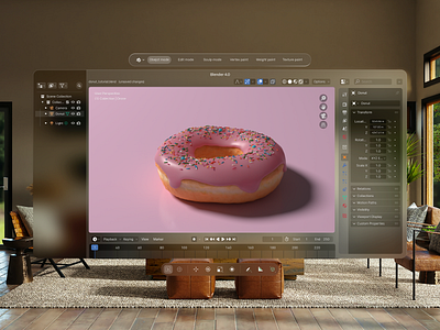 Blender UI Concept for Apple Vision Pro 3d apple blender glassmorphism graphic design ui