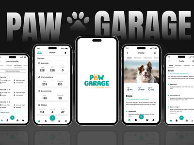 Paw Garage - Animal Welfare App animal app app design data management management app mobile design profile creation reminders reports scheduling app ui ui design
