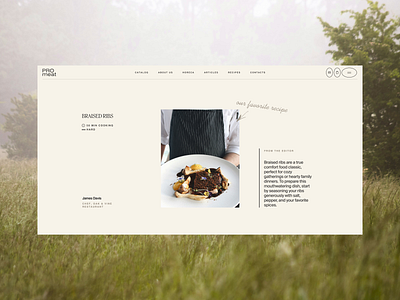 Promeat / Main page about clean design farm horeca meat product recipe restaurant site ui ux web