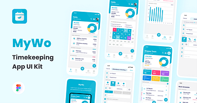 MyWo Timekeeping App app checkin design mobile timekeeping ui ux
