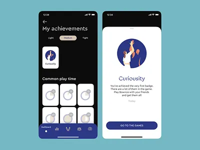 Achievements Screens for Bownce Sports Tech Startup madebymad