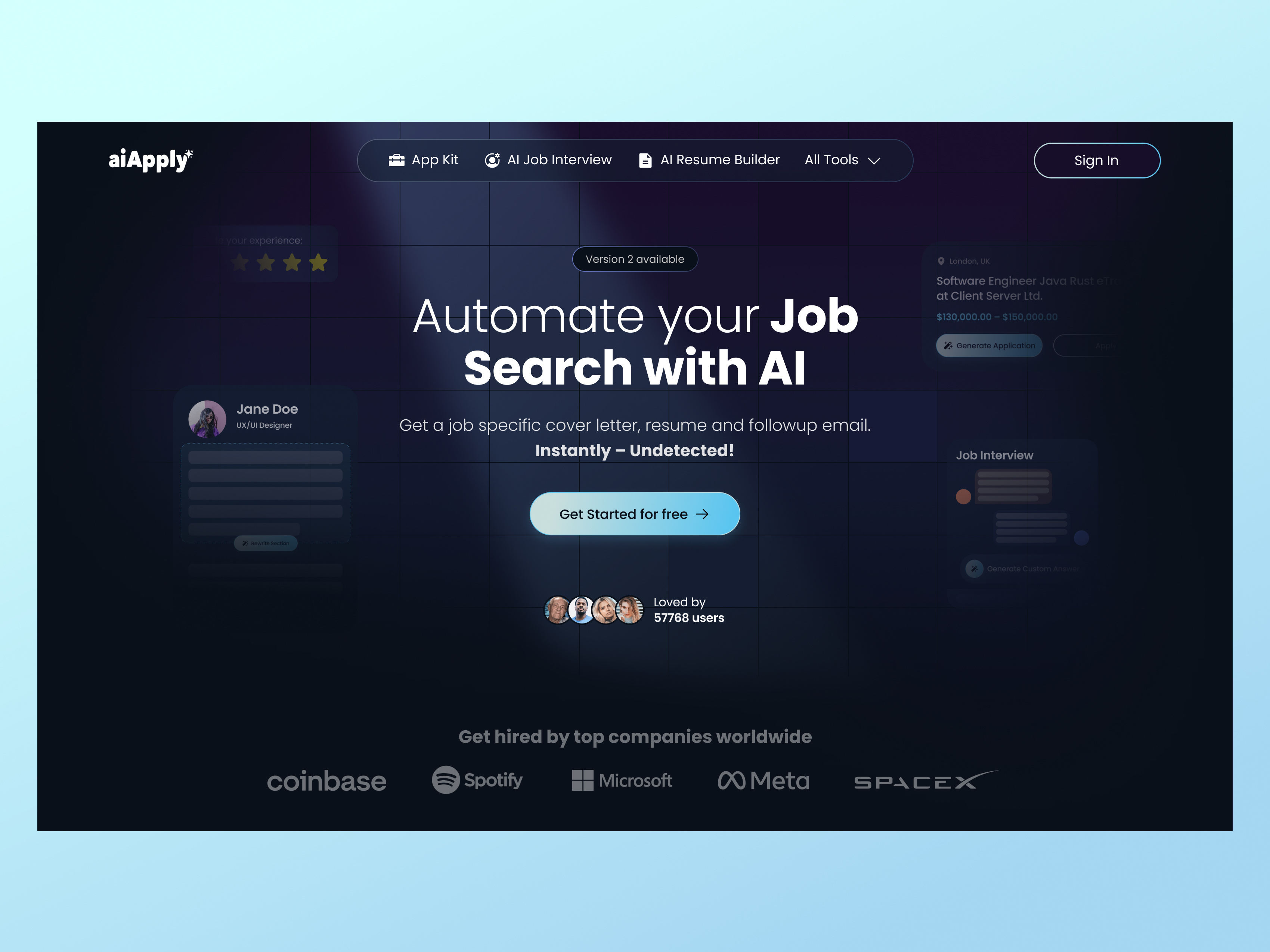 aiApply Landing Page Redesign ai animation appear apply demo design graphic design hero herosection illustration landing modern page promo redesign ui uiux