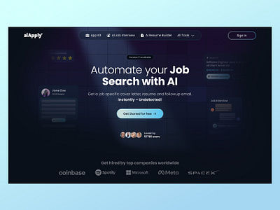 aiApply Landing Page Redesign ai animation appear apply demo design graphic design hero herosection illustration landing modern page promo redesign ui uiux