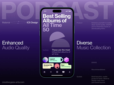 Podcast albums audio book branding design fashion illustration interface ios mobile music news slide video