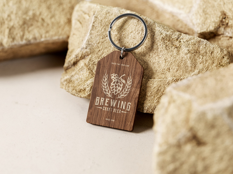 Branded Wooden Keychain With Ring Mockup PSD by StreetD on Dribbble