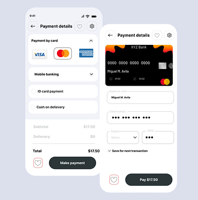 Payment with card figma payment ui